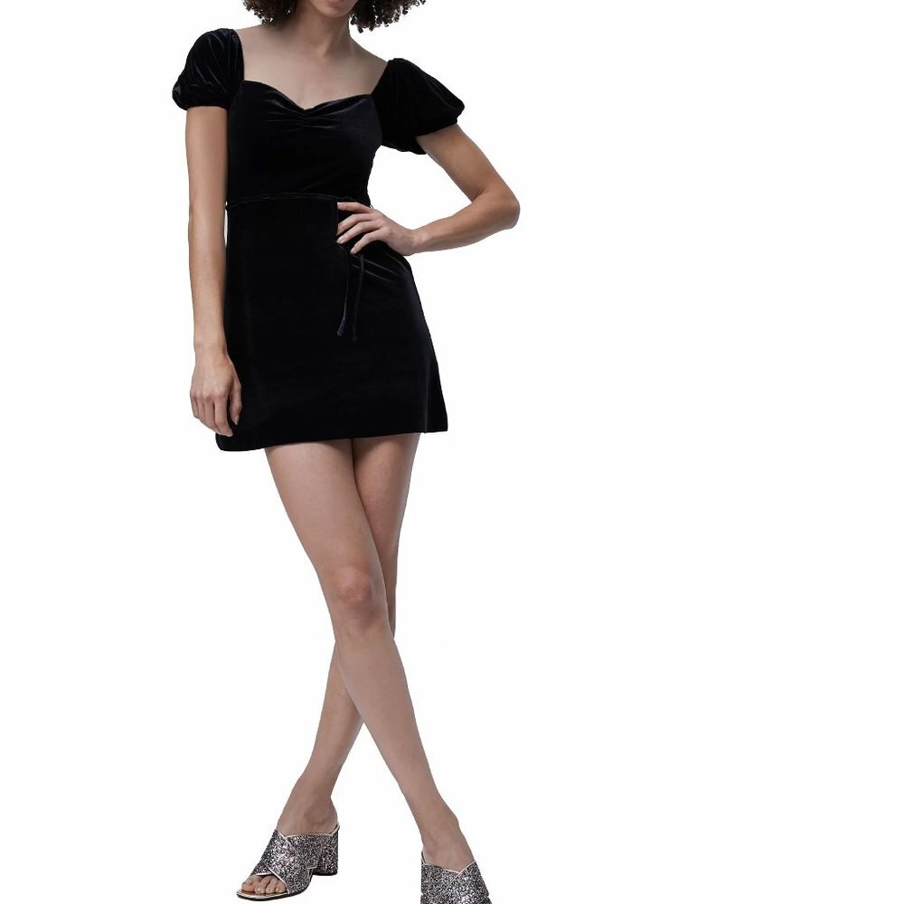 FRENCH CONNECTION Yule Velvet Tie Waist Minidress